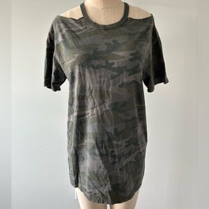 Anthropologie T.La Camo Boyfriend Cut Out Camo Tee